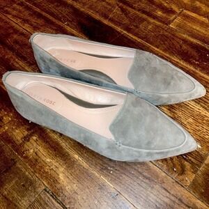 Taryn Rose Pointed Toe Flats Faye Silky Womens Sz 9 Olive Suede Slip On Loafers